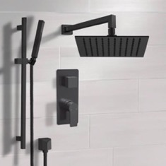 Matte Black Rain Shower System with Handheld, Rain Shower Head, Shower Faucet Set